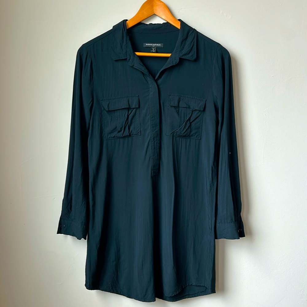 BANANA REPUBLIC FACTORY black long-sleeve shirt dress size 8P